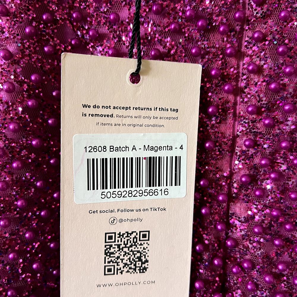 Oh Polly Mischa Embellished Sweetheart Neck Mini Dress Magenta Pink Size 0 New - Picture 9 of 9